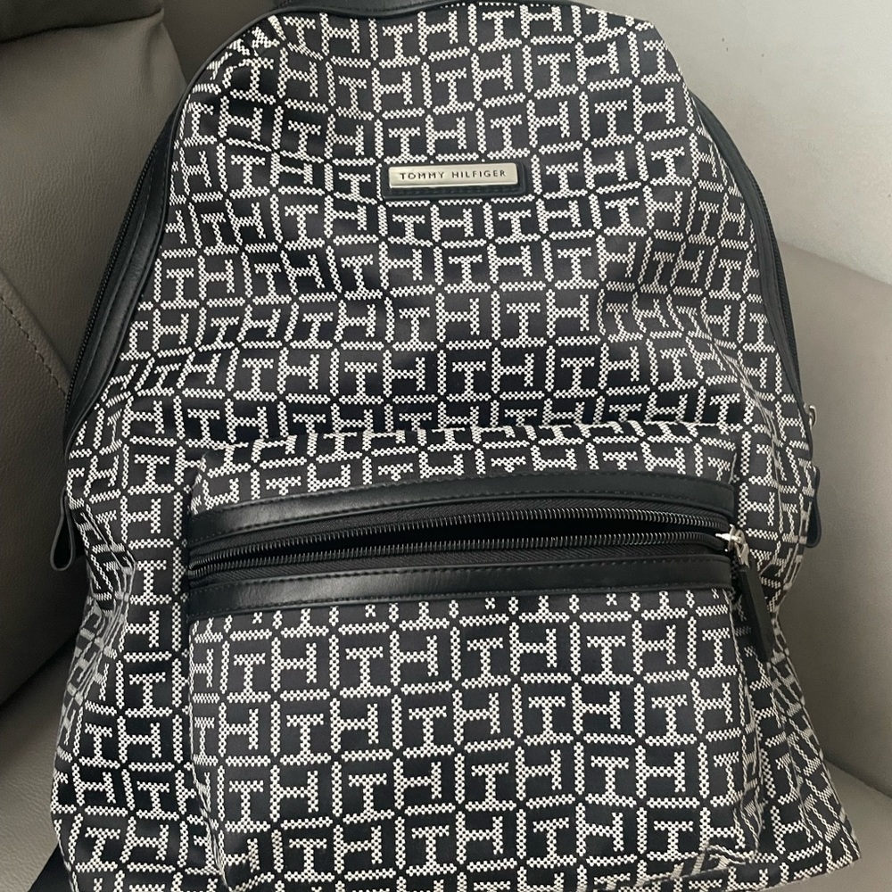 Tommy Hilfiger Black & White Signature Print Backpack